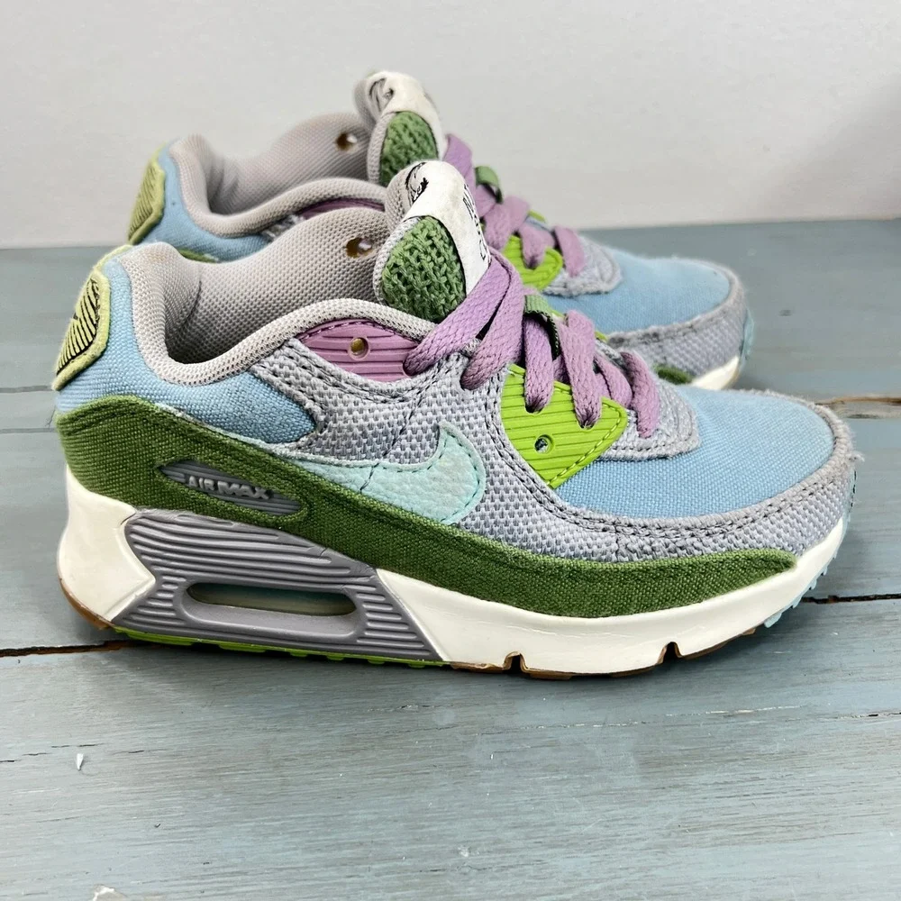 Nike Air Max 90 Sun Club Kids Blue Green Purple DQ4017-400 Size 12C